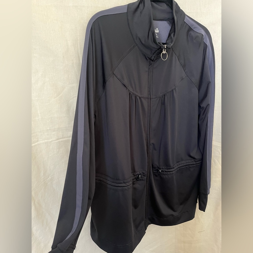 Old Navy Track Jacket with single stripe and drawcord - black and grey - sz XL